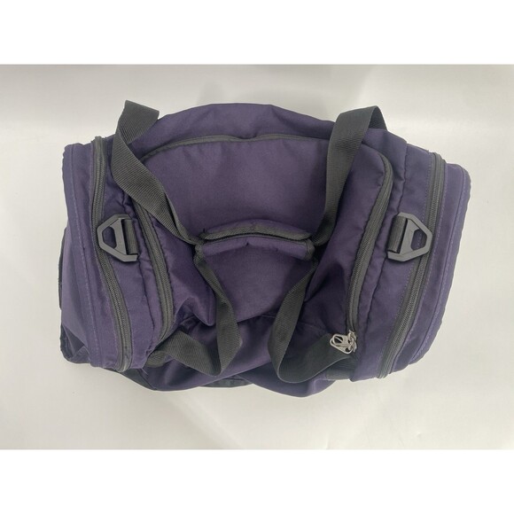 Vintage 90s Nike Duffel Bag Luggage Gym Purple Black White Tag Swoosh - Picture 6 of 11